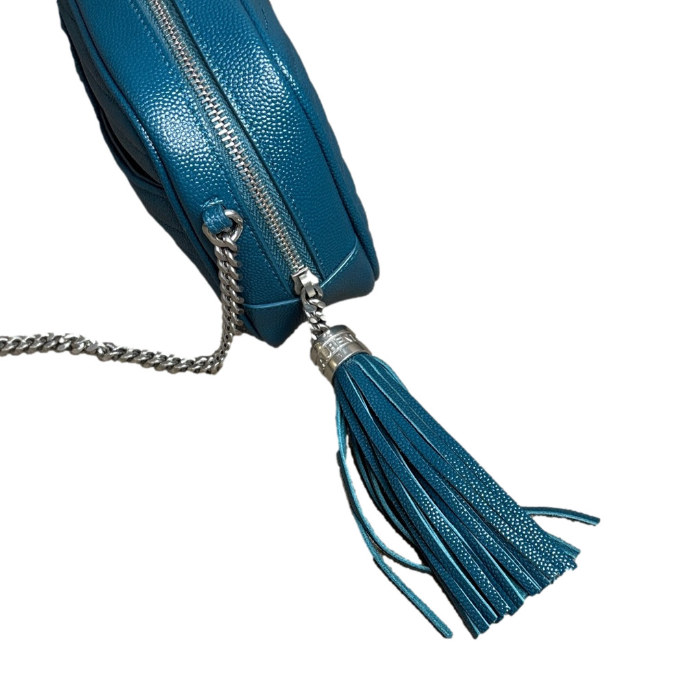Saint Laurent  YSL Mini LouLouTeal Quilted Leather Crossbody Bag Tassel Silver - Picture 5 of 11